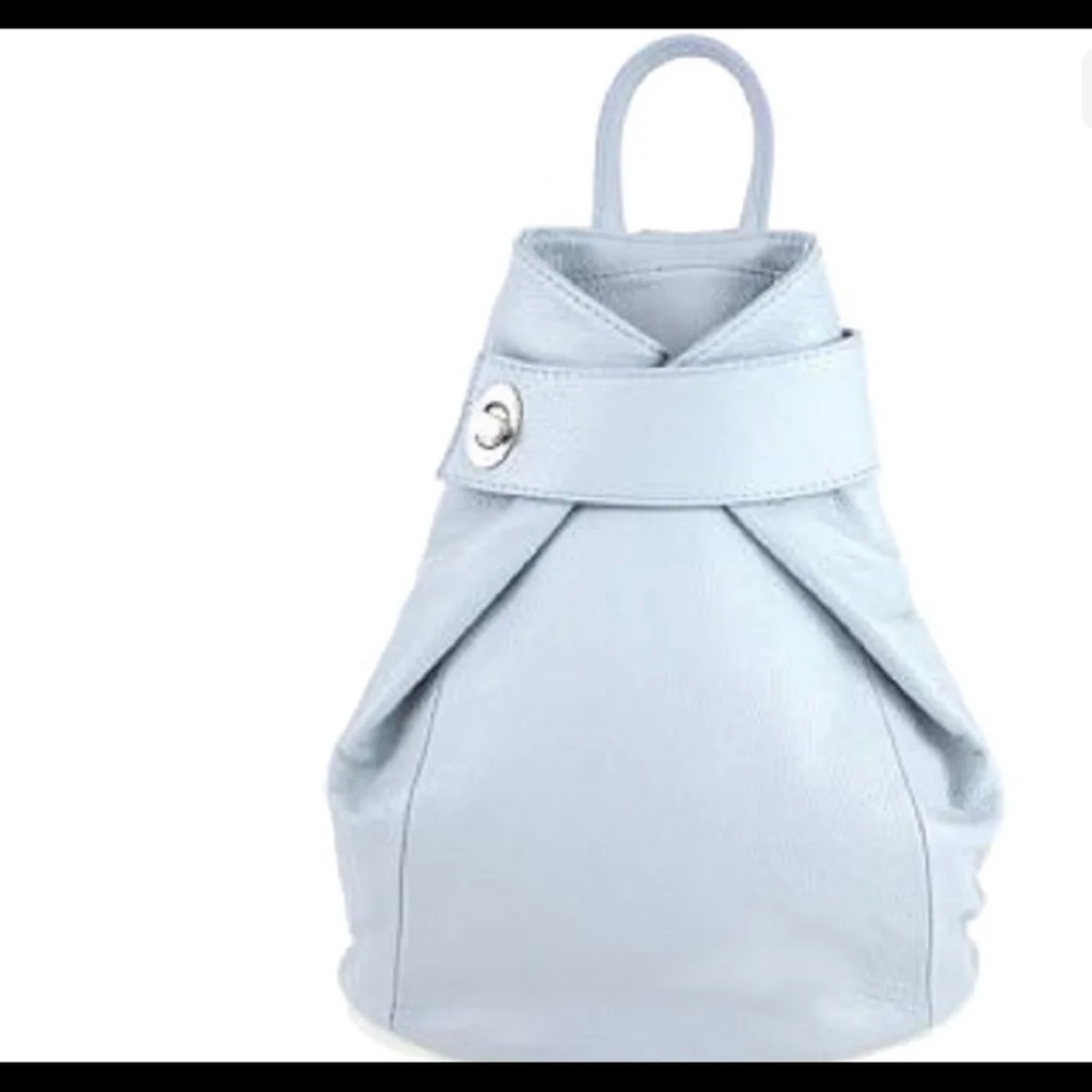 Light blue leather backpack/handbag. Brand new.